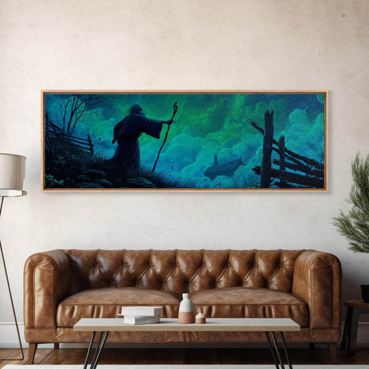 The Star-Seer Of Black Dunwich, Extra Wide Wall Art, Spooky Home Decor, Framed Canvas Print, Halloween Wall Decor, Gothic Home Decor
