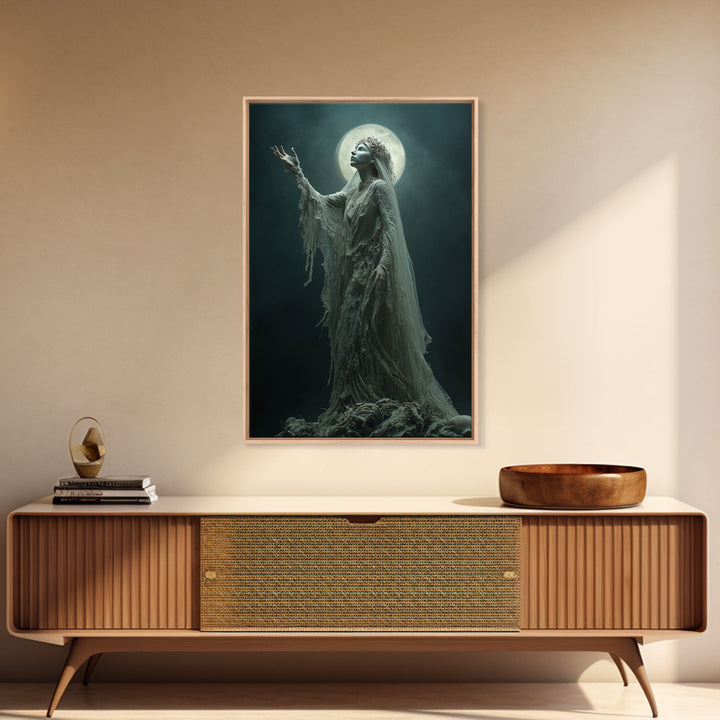 The Bride Of The Abyssal Moon, Vertical Wall Art, Dark Fantasy Wall Art, Canvas Print, Halloween Wall Decor, Gothic Home Decor