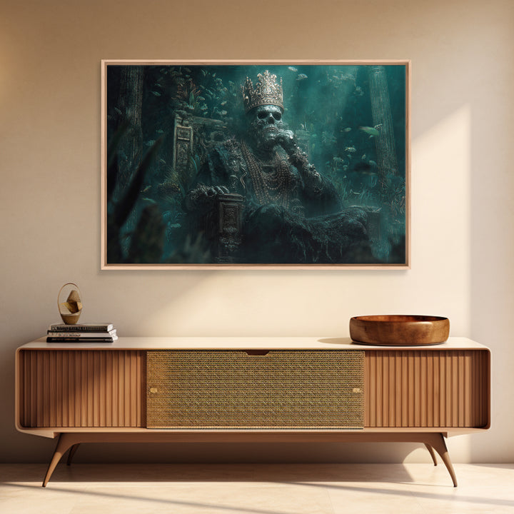 The Watcher In The Coral Throne, Landscape Wall Art, Eldritch Gothic Decor, Canvas Print, Halloween Wall Decor, Gothic Home Decor
