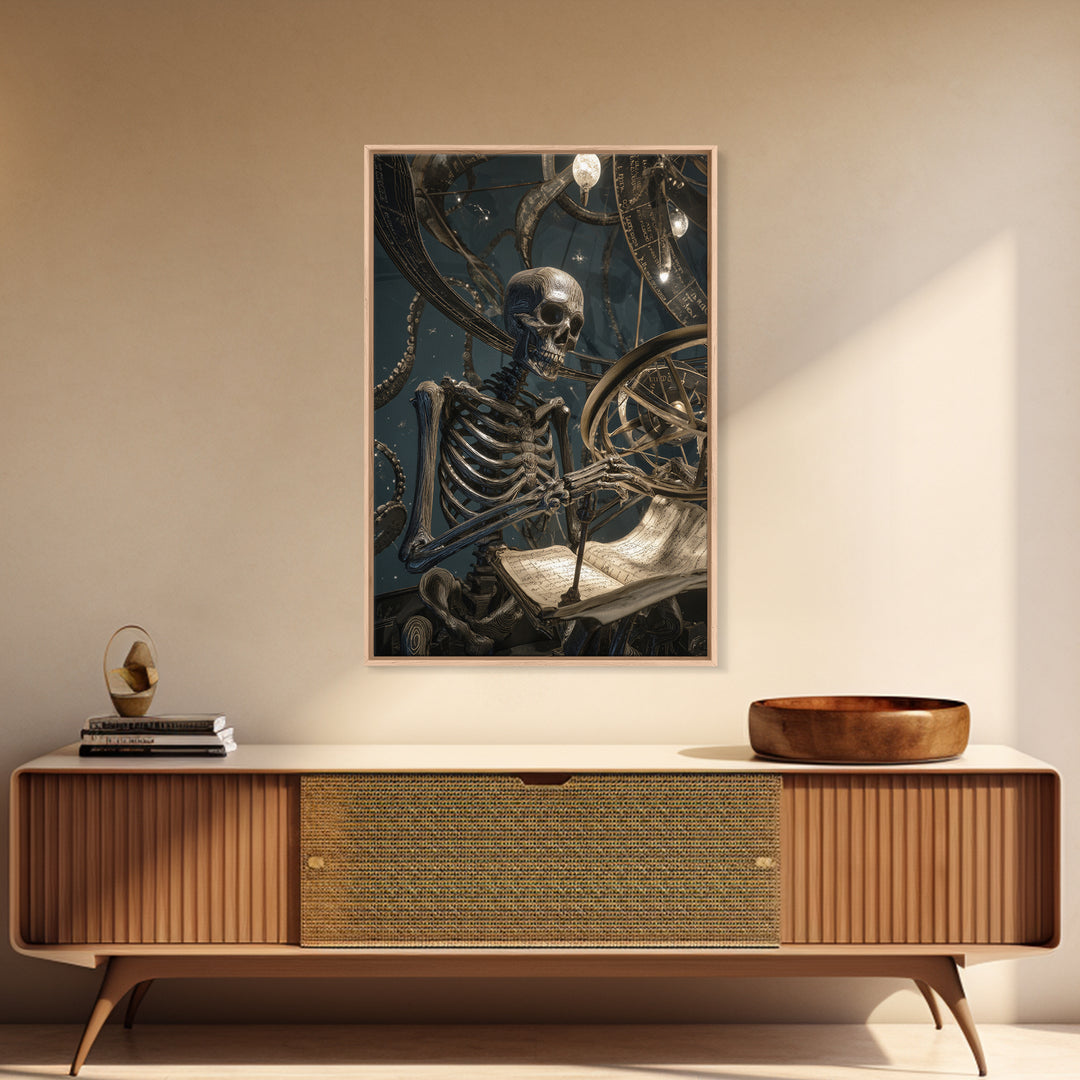 The Astronomer Of The Hollow Sky, Vertical Wall Art, Eldritch Gothic Decor, Framed Canvas Print, Halloween Wall Decor, Gothic Home Decor