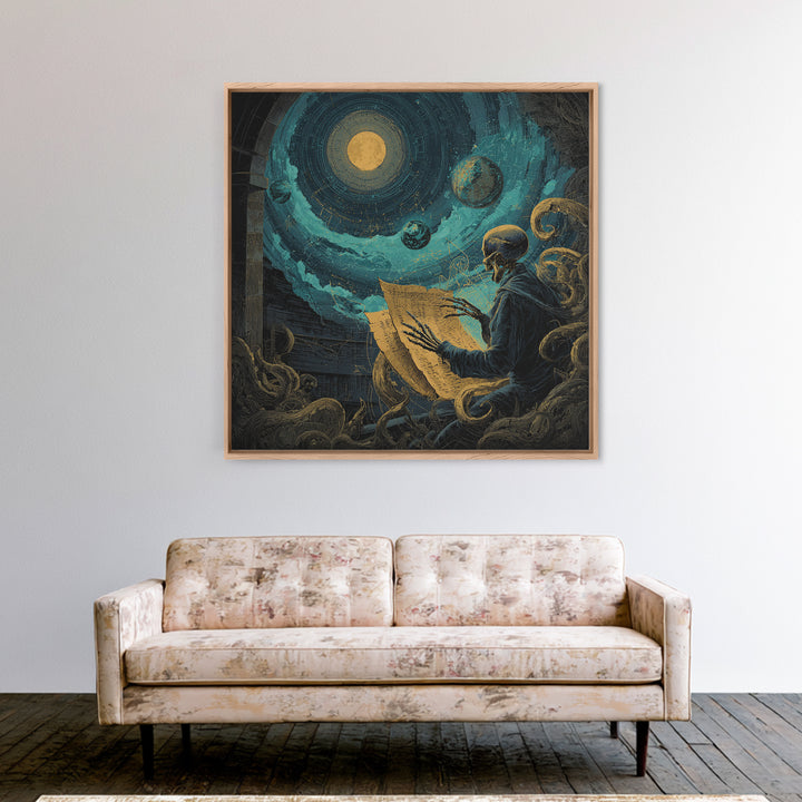 The Astronomer Of The Hollow Sky, Square Wall Art, Cosmic Horror Wall Art, Canvas Print, Halloween Wall Decor, Gothic Home Decor