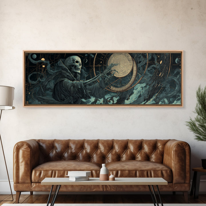 The Astronomer Of The Hollow Sky, Extra Wide Wall Art, Eldritch Gothic Decor, Framed Canvas Print, Halloween Wall Decor, Gothic Home Decor