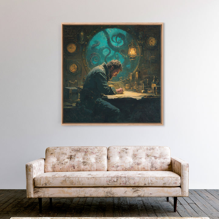 The Mapmaker Of Impossible Shores, Square Wall Art, Cosmic Horror Wall Art, Canvas Print, Halloween Wall Decor, Gothic Home Decor