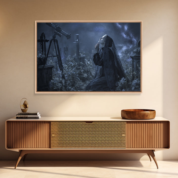 The Widow Of The Whispering Comet, Landscape Wall Art, Lovecraftian Horror Art, Canvas Print, Halloween Wall Decor, Gothic Home Decor