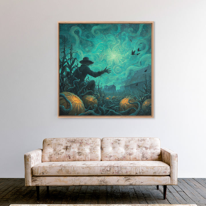 The Harvest Of The Eldritch Field, Square Wall Art, Macabre Wall Art, Framed Canvas Print, Halloween Wall Decor, Gothic Home Decor