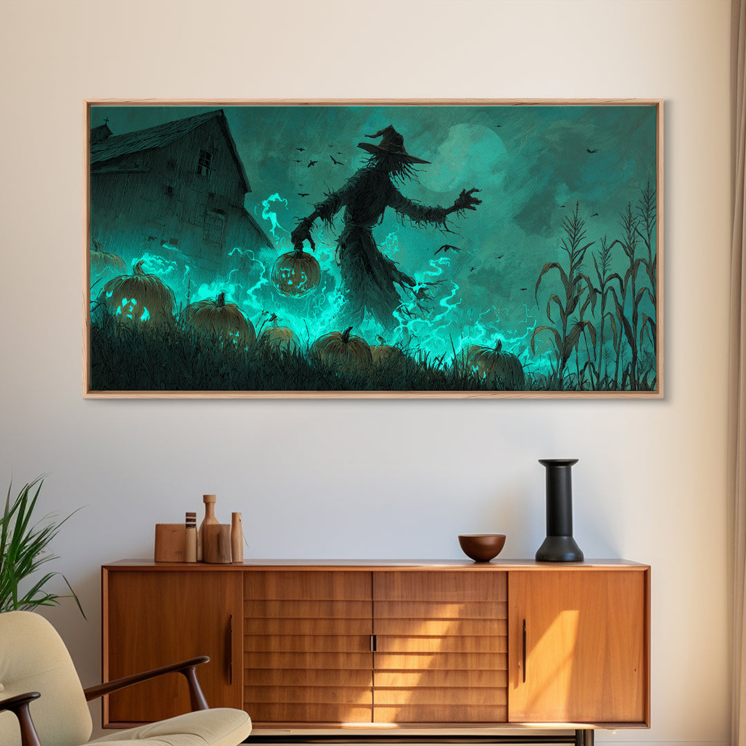 The Harvest Of The Eldritch Field, Wide Panoramic Art, Eldritch Gothic Decor, Framed Canvas Print, Halloween Wall Decor, Gothic Home Decor