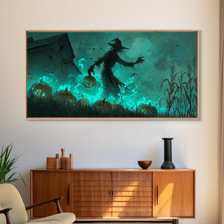 The Harvest Of The Eldritch Field, Wide Panoramic Art, Eldritch Gothic Decor, Framed Canvas Print, Halloween Wall Decor, Gothic Home Decor