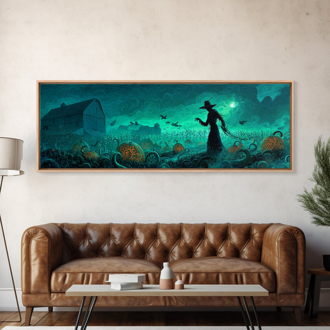 The Harvest Of The Eldritch Field, Extra Wide Wall Art, Macabre Wall Art, Canvas Print, Halloween Wall Decor, Gothic Home Decor