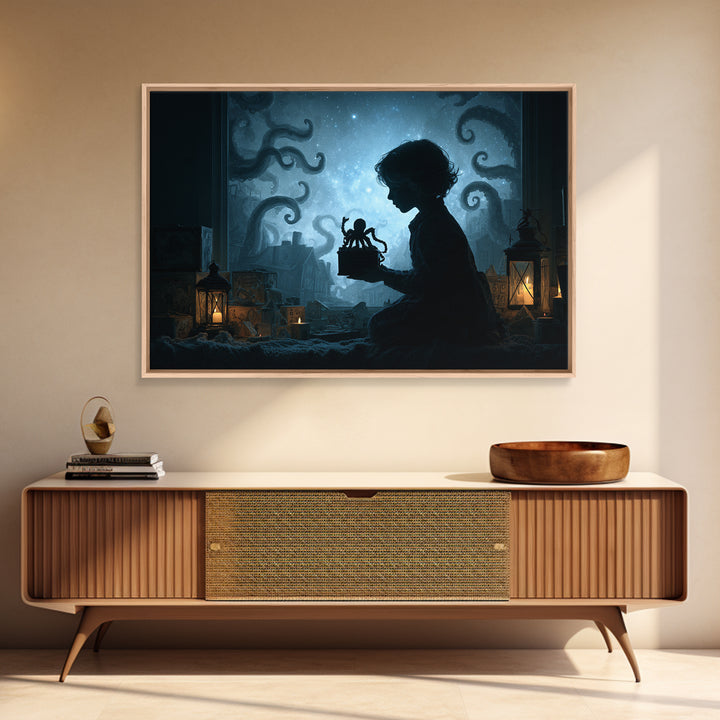 The Child Who Caught A Moon-Spawn, Landscape Wall Art, Haunted Gothic Art, Canvas Print, Halloween Wall Decor, Gothic Home Decor