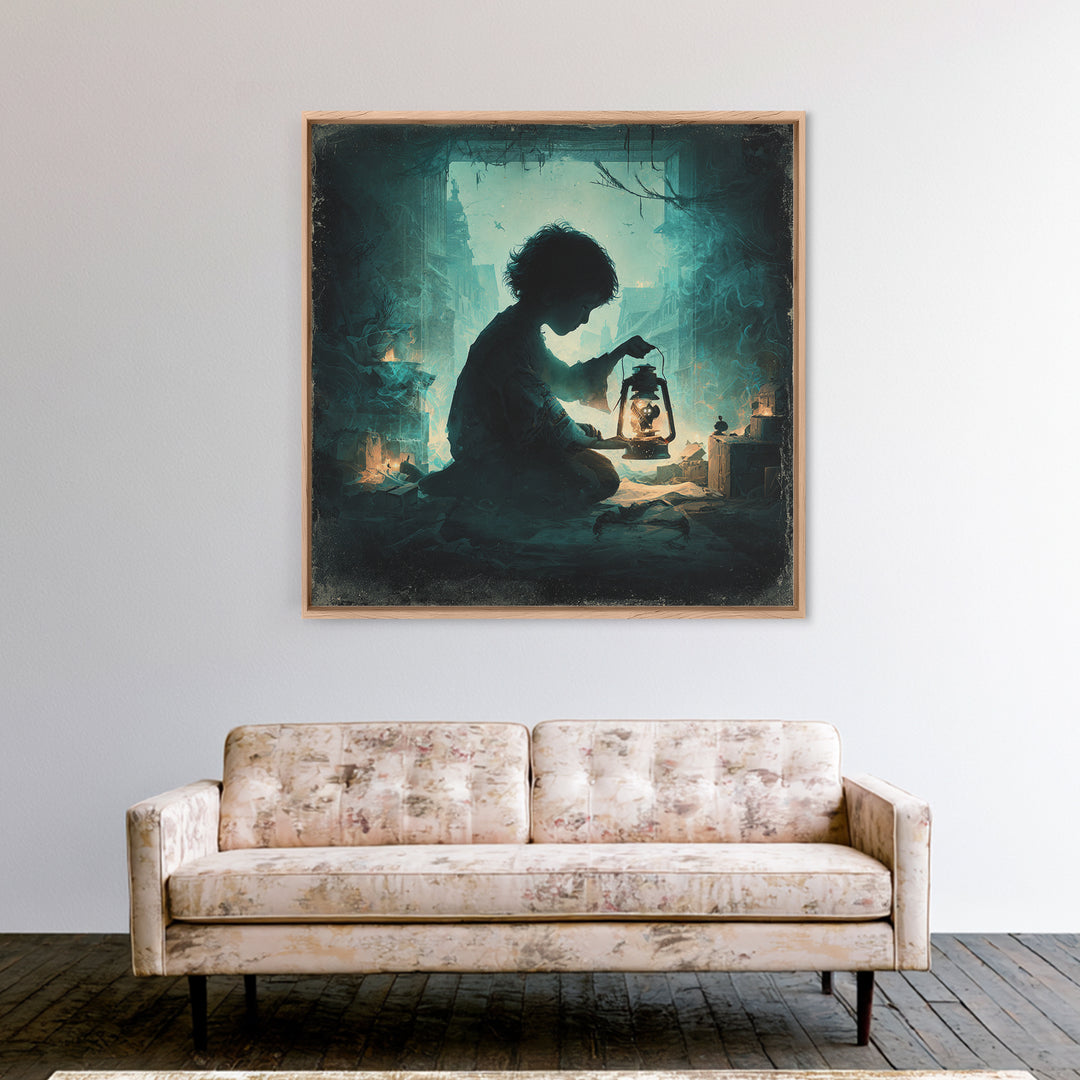 The Child Who Caught A Moon-Spawn, Square Wall Art, Eldritch Gothic Decor, Canvas Print, Halloween Wall Decor, Gothic Home Decor