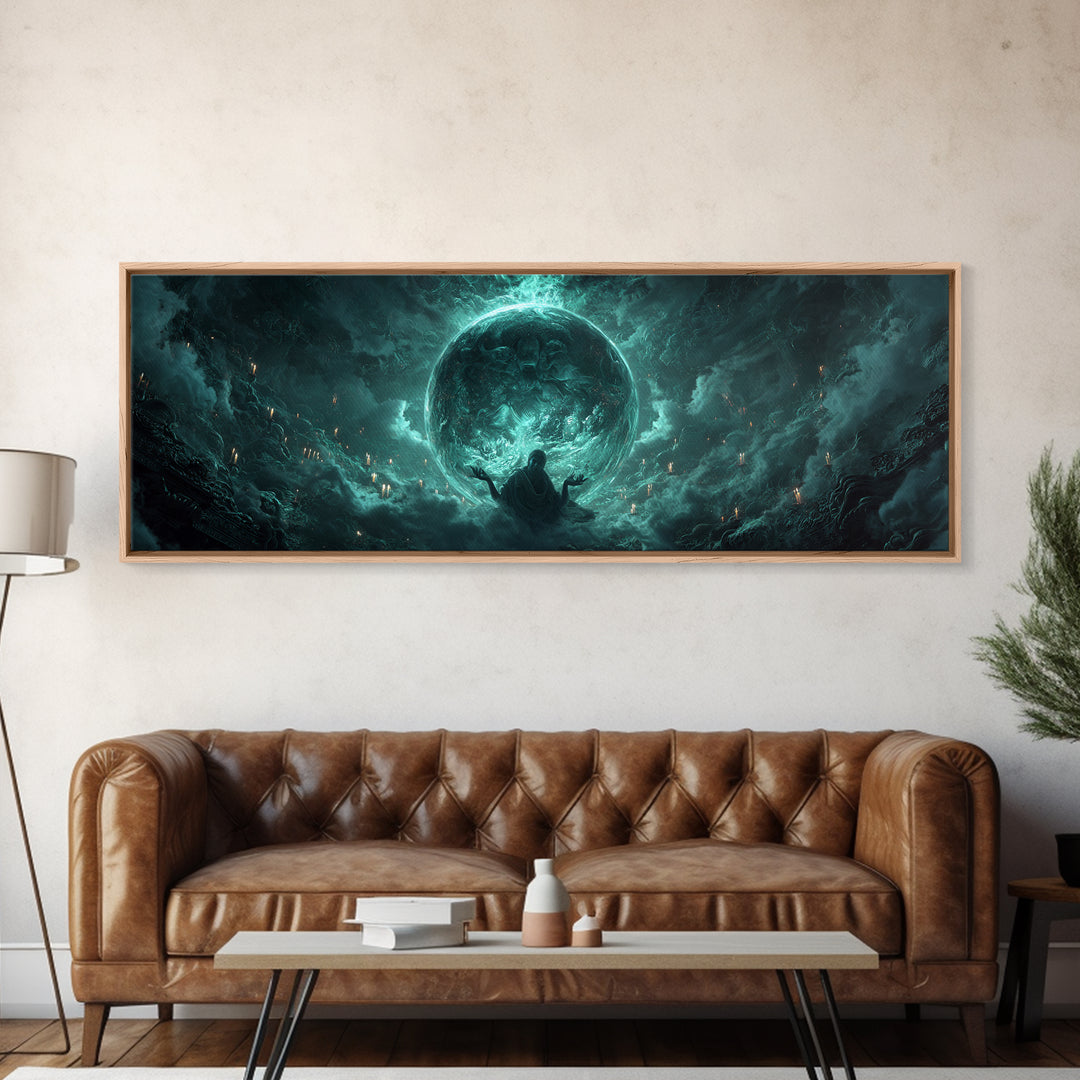 The Oracle Of The Glass Depths, Extra Wide Wall Art, Haunted Gothic Art, Framed Canvas Print, Halloween Wall Decor, Gothic Home Decor