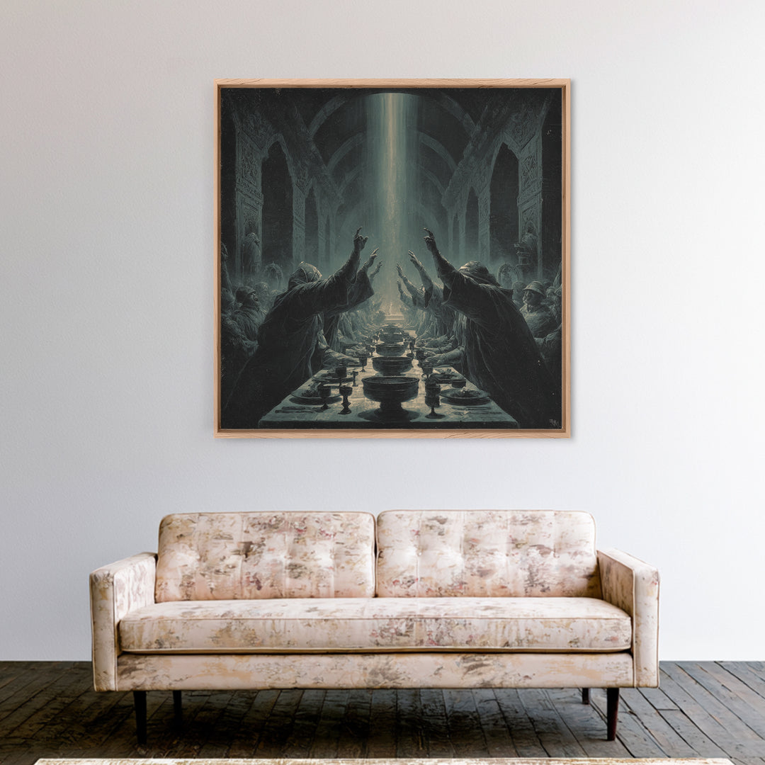 The Feast Of The Pale Cult, Square Wall Art, Macabre Wall Art, Canvas Print, Halloween Wall Decor, Gothic Home Decor, Halloween Decor
