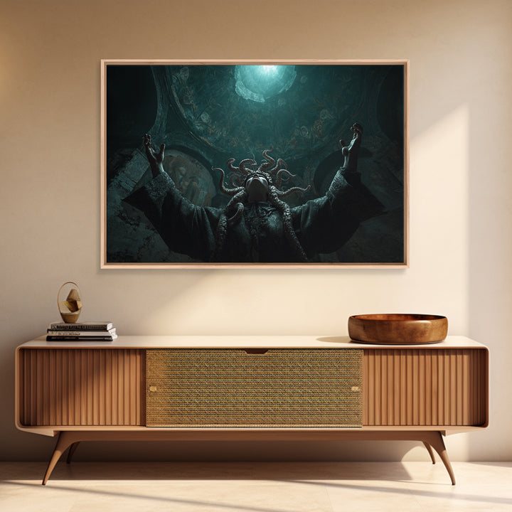 The Crown Of The Tentacled Saint, Landscape Wall Art, Dark Halloween Decor, Framed Canvas Print, Halloween Wall Decor, Gothic Home Decor