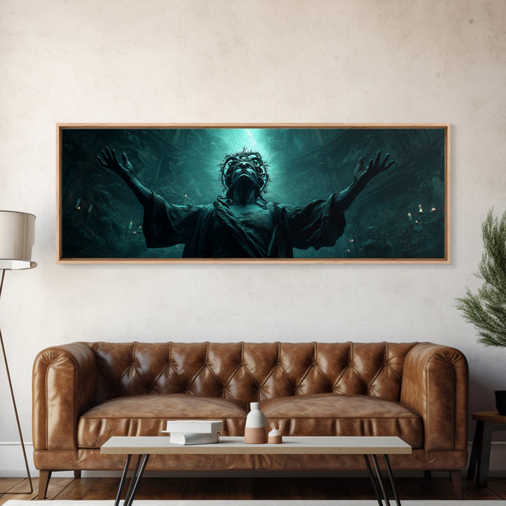 The Crown Of The Tentacled Saint, Extra Wide Wall Art, Dark Fantasy Wall Art, Canvas Print, Halloween Wall Decor, Gothic Home Decor