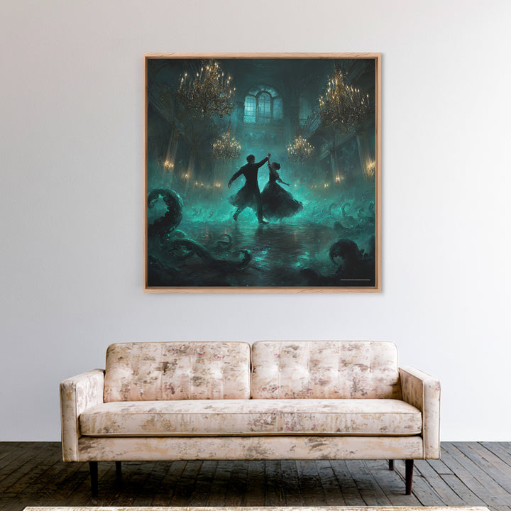 The Ballroom Of Silent Shoggoths, Square Wall Art, Dark Halloween Decor, Canvas Print, Halloween Wall Decor, Gothic Home Decor