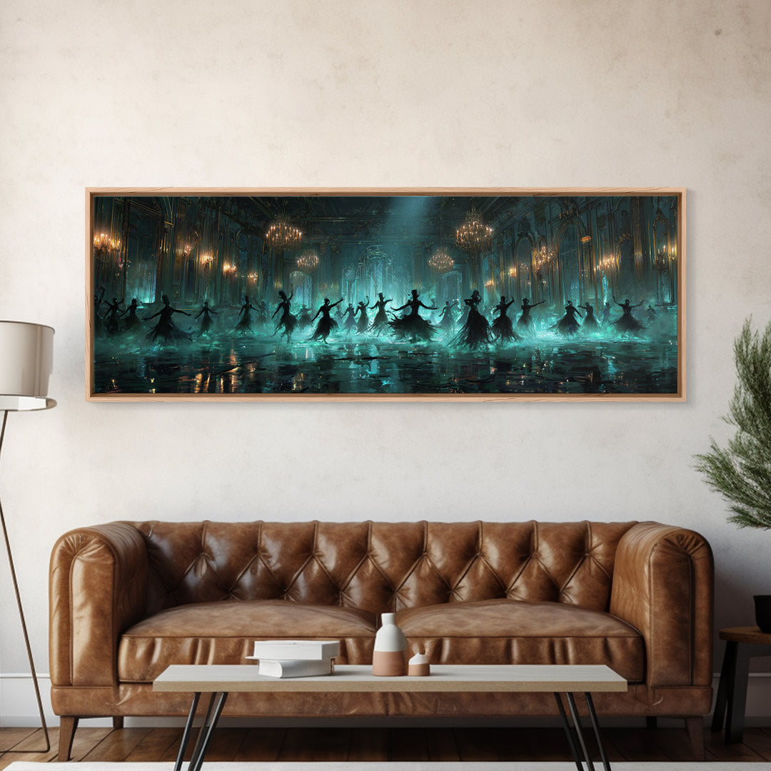 The Ballroom Of Silent Shoggoths, Extra Wide Wall Art, Cosmic Horror Wall Art, Framed Canvas Print, Halloween Wall Decor, Gothic Home Decor