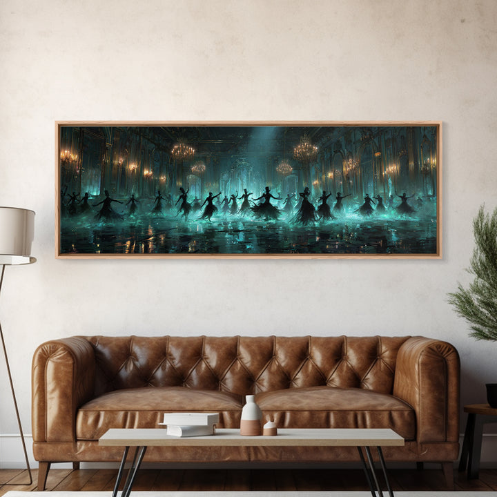 The Ballroom Of Silent Shoggoths, Extra Wide Wall Art, Cosmic Horror Wall Art, Framed Canvas Print, Halloween Wall Decor, Gothic Home Decor