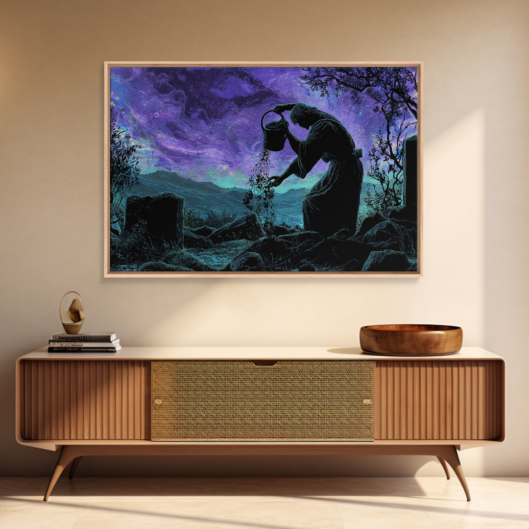 The Grave Gardener Of Yuggoth, Landscape Wall Art, Macabre Wall Art, Canvas Print, Halloween Wall Decor, Gothic Home Decor, Halloween Decor