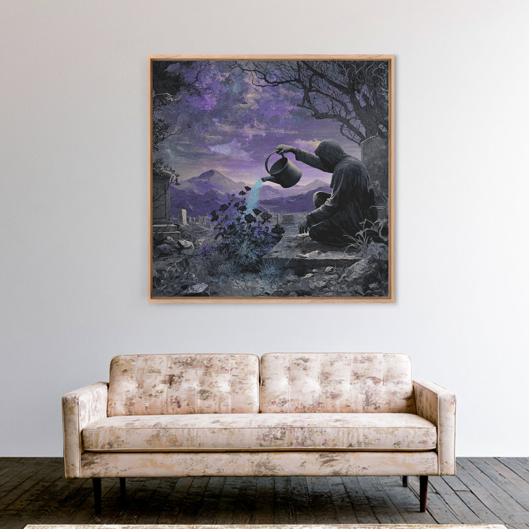 The Grave Gardener Of Yuggoth, Square Wall Art, Cosmic Horror Wall Art, Framed Canvas Print, Halloween Wall Decor, Gothic Home Decor