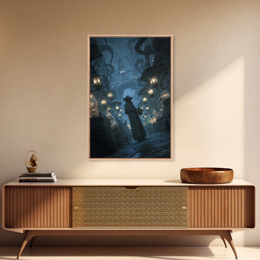The Lantern Market Beyond The Veil, Vertical Wall Art, Spooky Home Decor, Canvas Print, Halloween Wall Decor, Gothic Home Decor