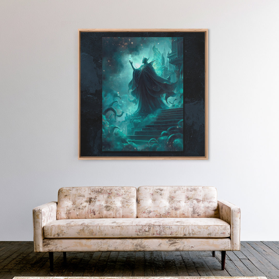 The Moth Prophet Of Kadath, Square Wall Art, Cosmic Horror Wall Art, Framed Canvas Print, Halloween Wall Decor, Gothic Home Decor