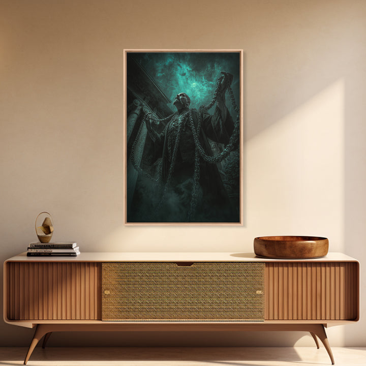 The Moonlit Shoggoth Menagerie, Vertical Wall Art, Macabre Wall Art, Framed Canvas Print, Halloween Wall Decor, Gothic Home Decor