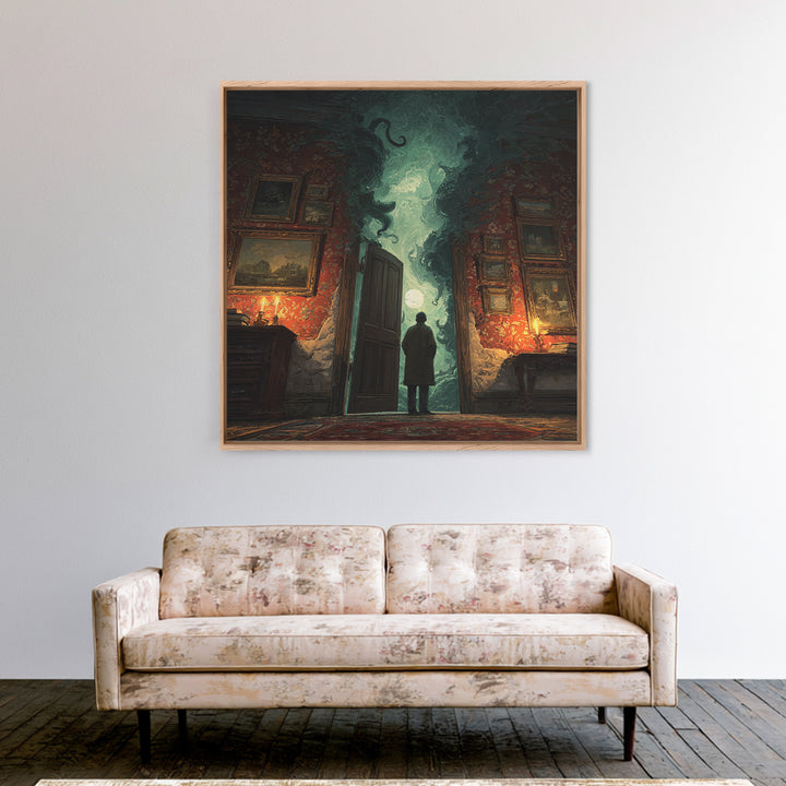 The Thirteenth Door Of Arkham House, Square Wall Art, Dark Fantasy Wall Art, Canvas Print, Halloween Wall Decor, Gothic Home Decor
