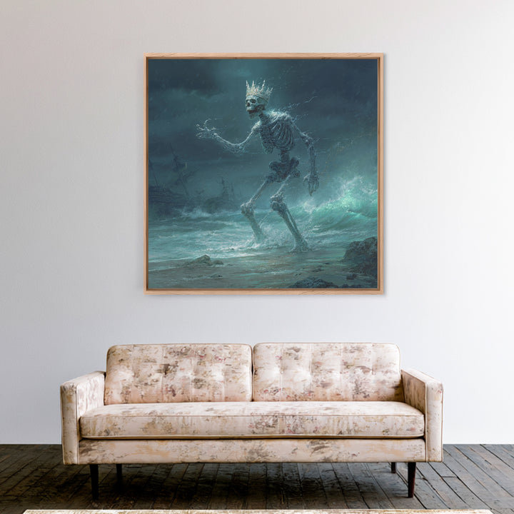 The Salt King Of The Black Shore, Square Wall Art, Dark Halloween Decor, Framed Canvas Print, Halloween Wall Decor, Gothic Home Decor