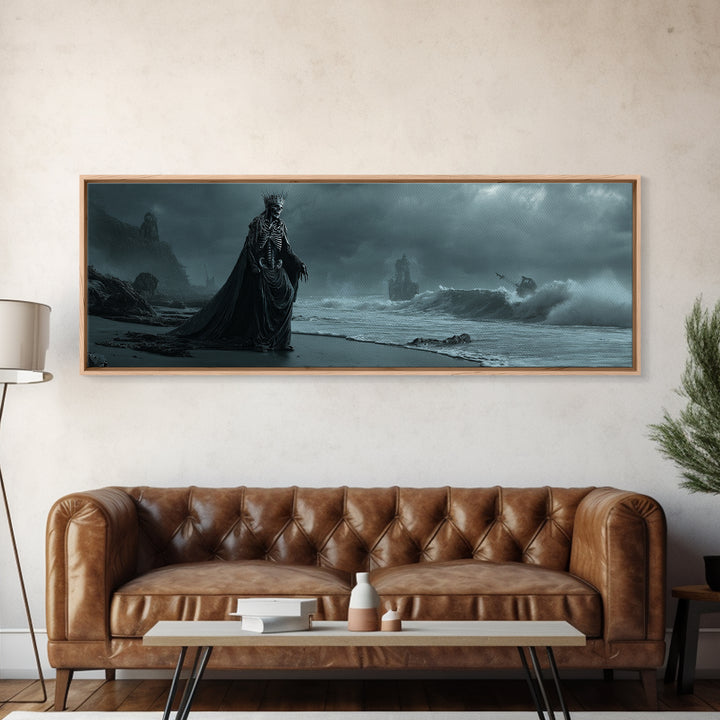 The Salt King Of The Black Shore, Extra Wide Wall Art, Gothic Horror Wall Art, Framed Canvas Print, Halloween Wall Decor, Gothic Home Decor