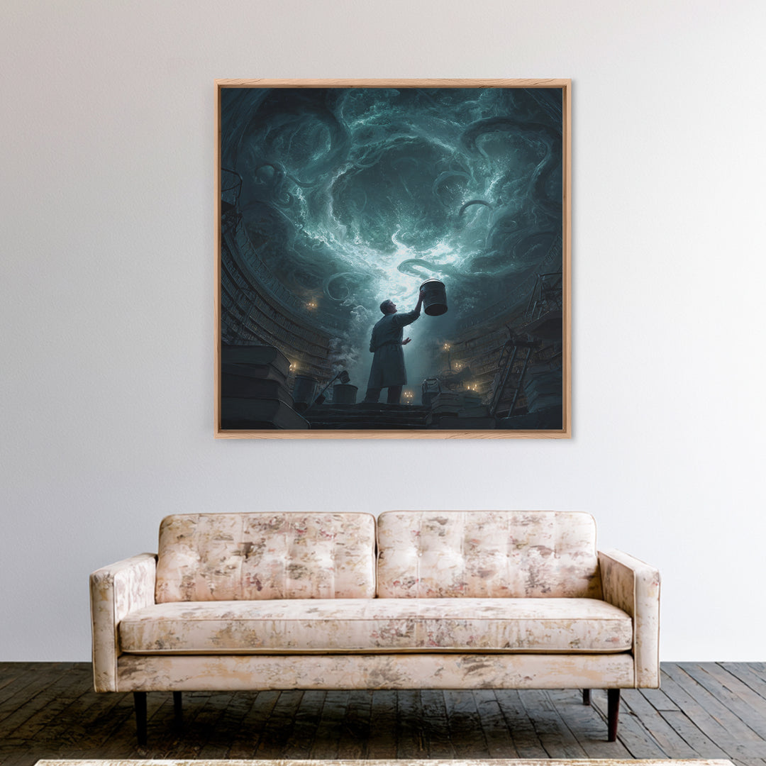 The Dreamwell Beneath Miskatonic, Square Wall Art, Eldritch Gothic Decor, Canvas Print, Halloween Wall Decor, Gothic Home Decor