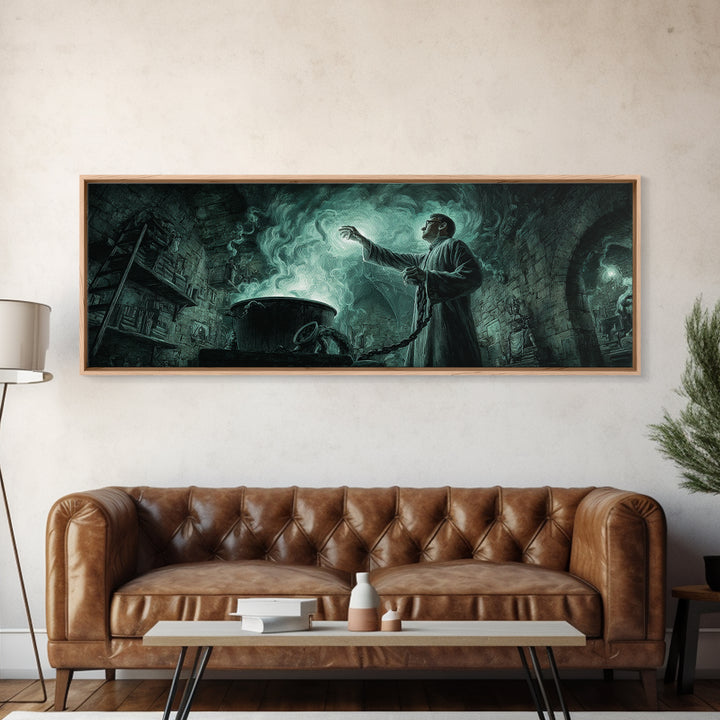 The Dreamwell Beneath Miskatonic, Extra Wide Wall Art, Eldritch Gothic Decor, Canvas Print, Halloween Wall Decor, Gothic Home Decor