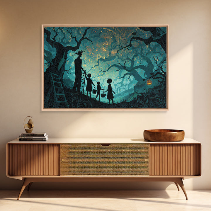 The Children Of The Star Orchard, Landscape Wall Art, Dark Fantasy Wall Art, Framed Canvas Print, Halloween Wall Decor, Gothic Home Decor
