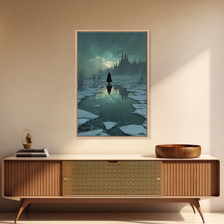 The Frost Beyond Carcosa, Vertical Wall Art, Eldritch Gothic Decor, Framed Canvas Print, Halloween Wall Decor, Gothic Home Decor