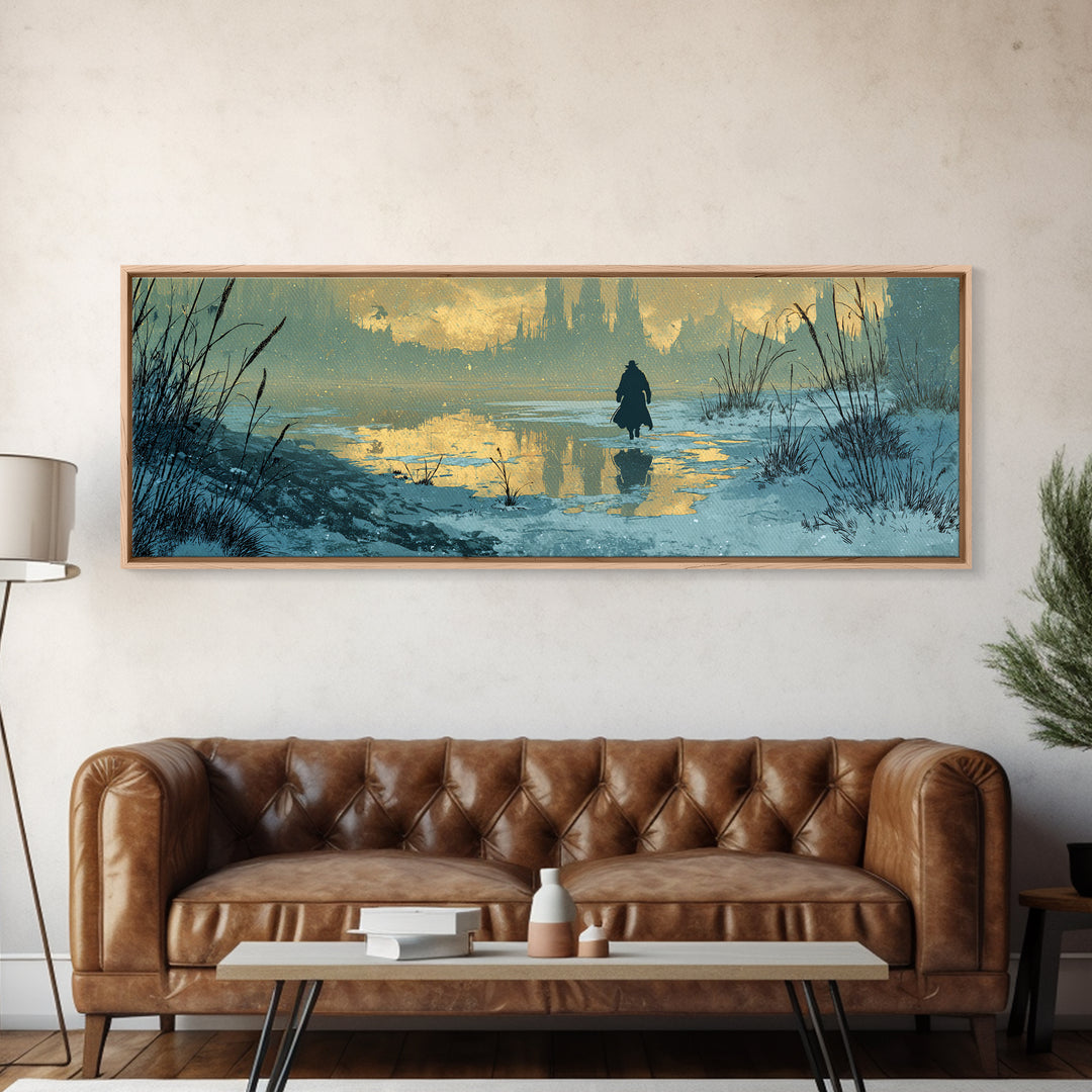 The Frost Beyond Carcosa, Extra Wide Wall Art, Haunted Gothic Art, Framed Canvas Print, Halloween Wall Decor, Gothic Home Decor