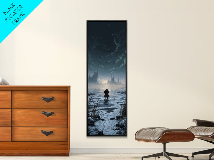 The Frost Beyond Carcosa, Tall Narrow Wall Art, Gothic Horror Wall Art, Framed Canvas Print, Halloween Wall Decor, Gothic Home Decor