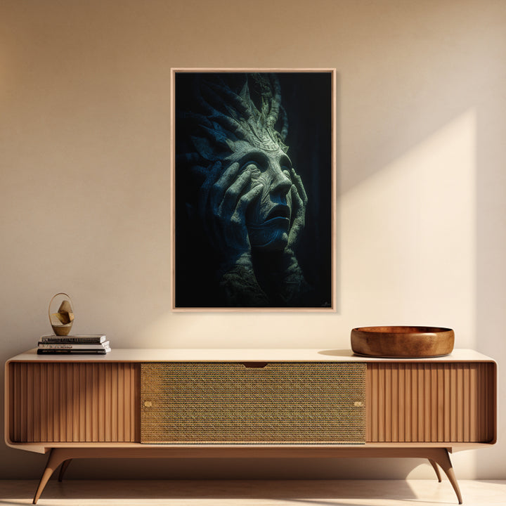The Mask Of The Crawling God, Vertical Wall Art, Eldritch Gothic Decor, Canvas Print, Halloween Wall Decor, Gothic Home Decor