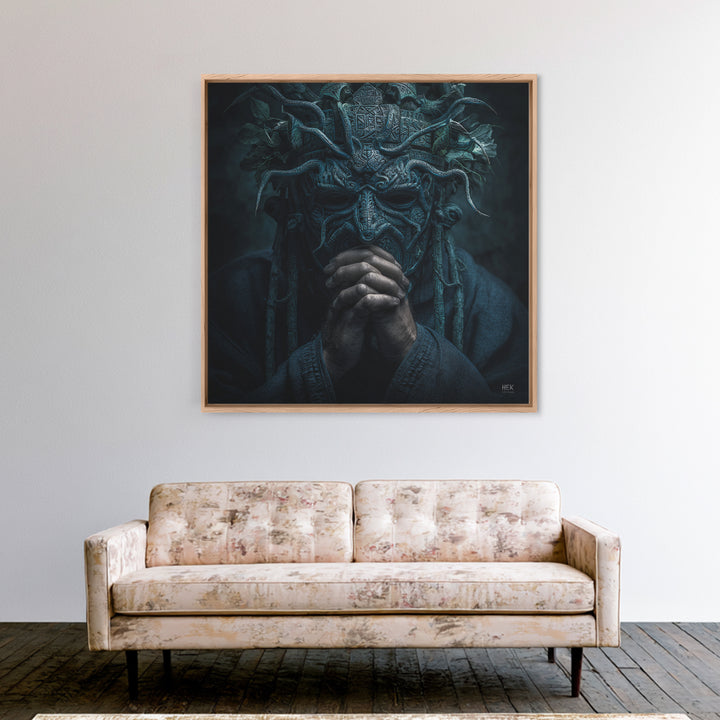 The Mask Of The Crawling God, Square Wall Art, Eldritch Gothic Decor, Canvas Print, Halloween Wall Decor, Gothic Home Decor, Horror Wall Art