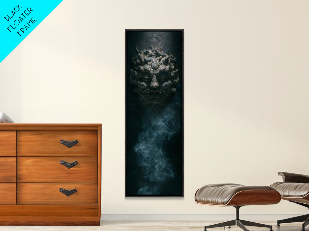 The Mask Of The Crawling God, Tall Narrow Wall Art, Macabre Wall Art, Canvas Print, Halloween Wall Decor, Gothic Home Decor, Halloween Decor