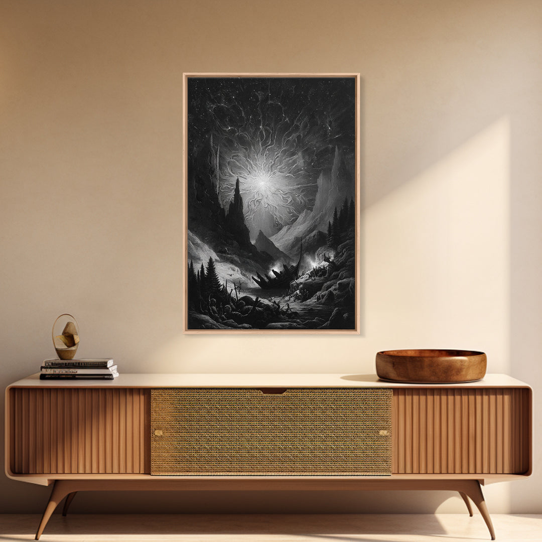 The Candelit Ark Of Forgotten Stars, Vertical Wall Art, Dark Fantasy Wall Art, Canvas Print, Halloween Wall Decor, Gothic Home Decor