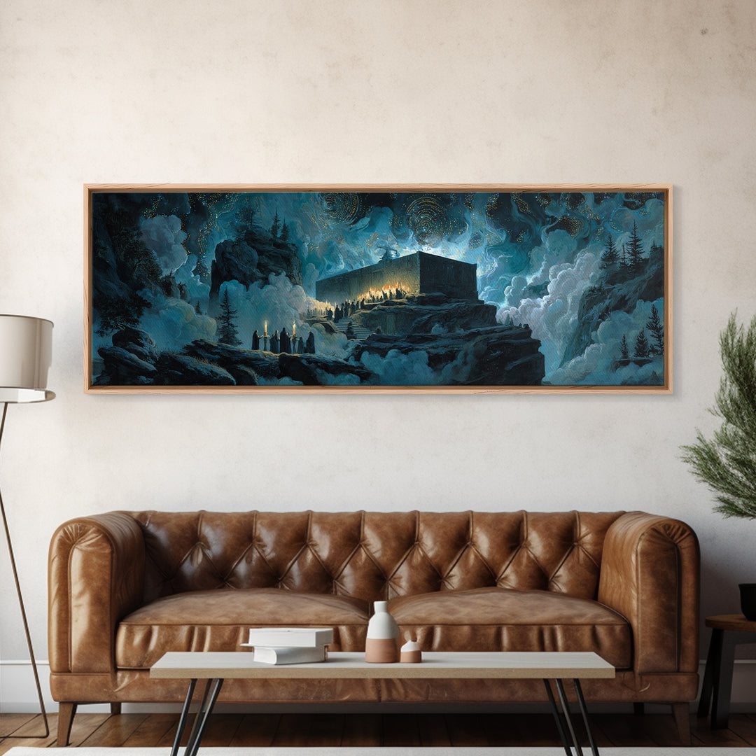 The Candelit Ark Of Forgotten Stars, Extra Wide Wall Art, Dark Fantasy Wall Art, Canvas Print, Halloween Wall Decor, Gothic Home Decor