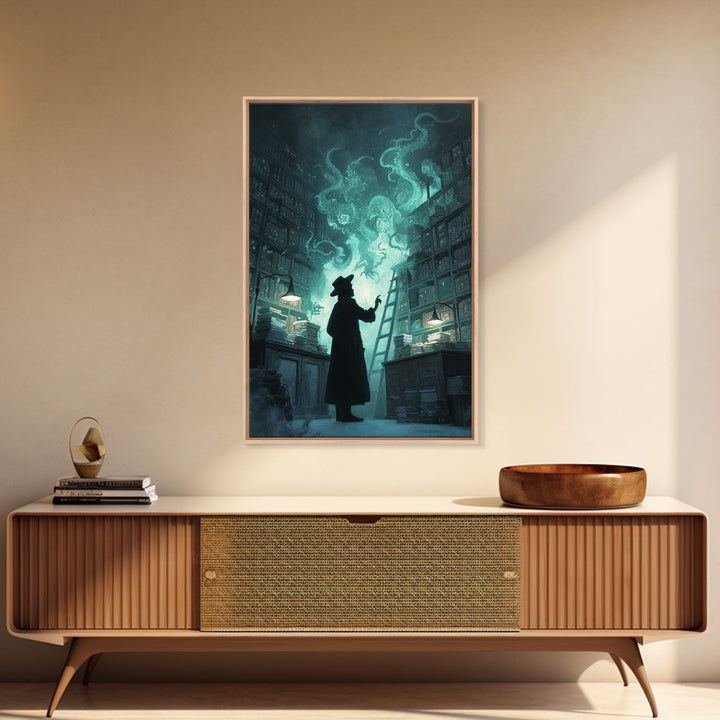 The Archivist Of Dreaming Bones, Vertical Wall Art, Dark Fantasy Wall Art, Canvas Print, Halloween Wall Decor, Gothic Home Decor
