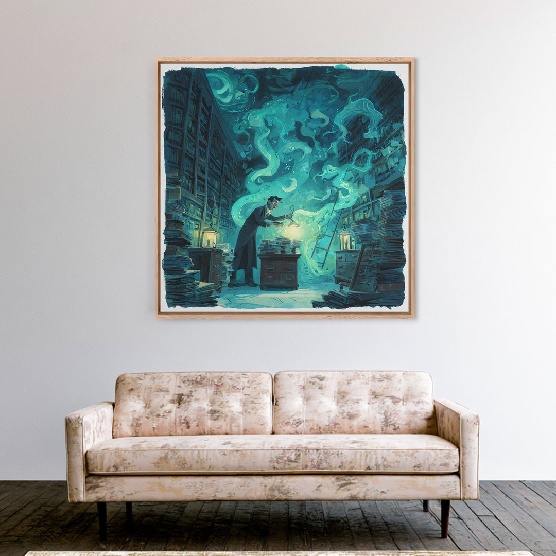 The Archivist Of Dreaming Bones, Square Wall Art, Lovecraftian Horror Art, Canvas Print, Halloween Wall Decor, Gothic Home Decor