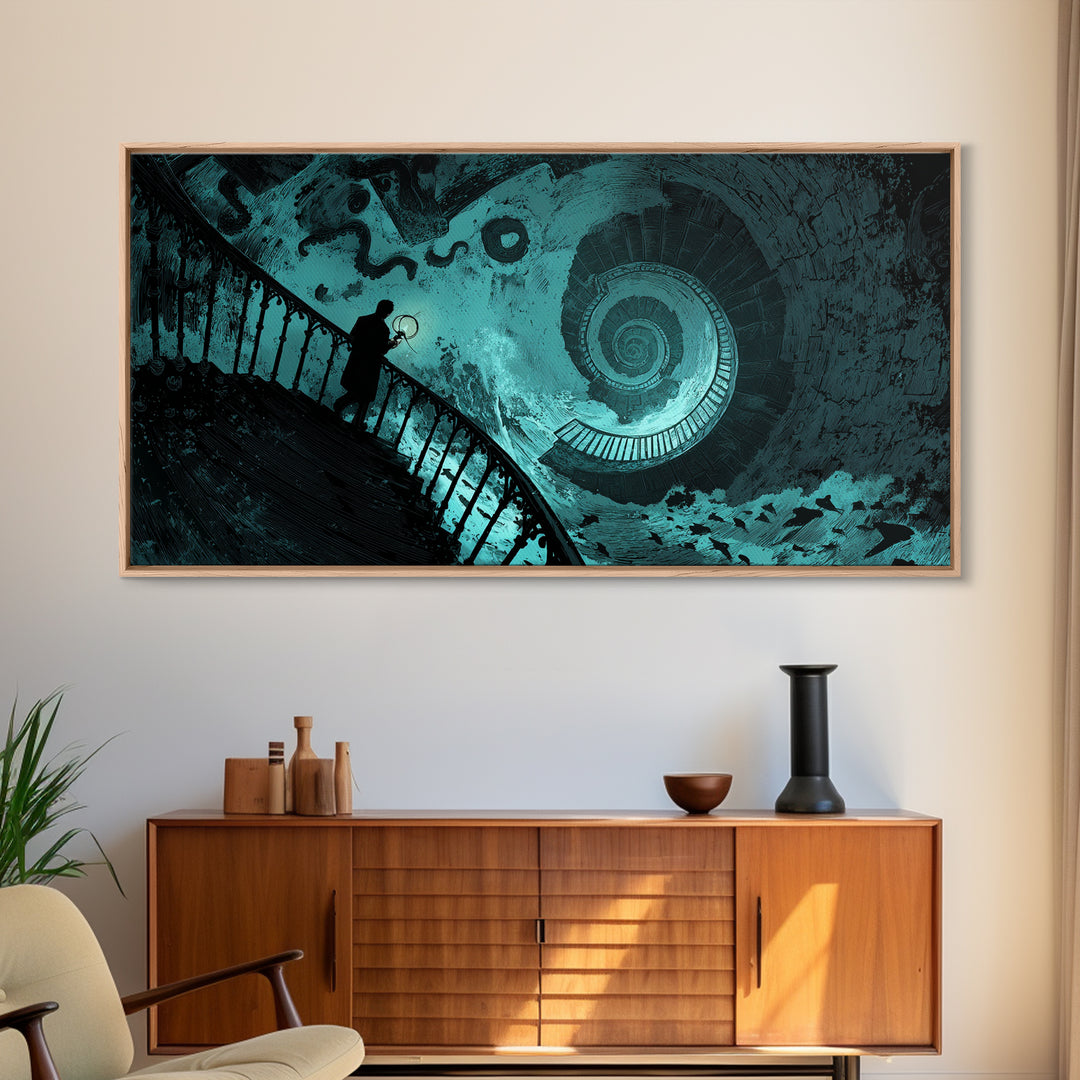 The Last Lighthouse Of Y’Ha-Nthlei, Wide Panoramic Art, Gothic Horror Wall Art, Canvas Print, Halloween Wall Decor, Gothic Home Decor