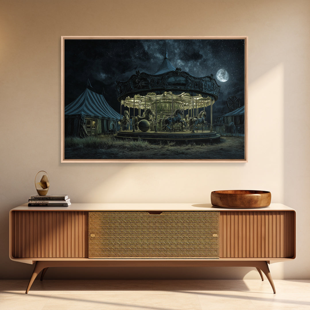 The Carousel Of Sleeping Planets, Landscape Wall Art, Dark Fantasy Wall Art, Canvas Print, Halloween Wall Decor, Gothic Home Decor