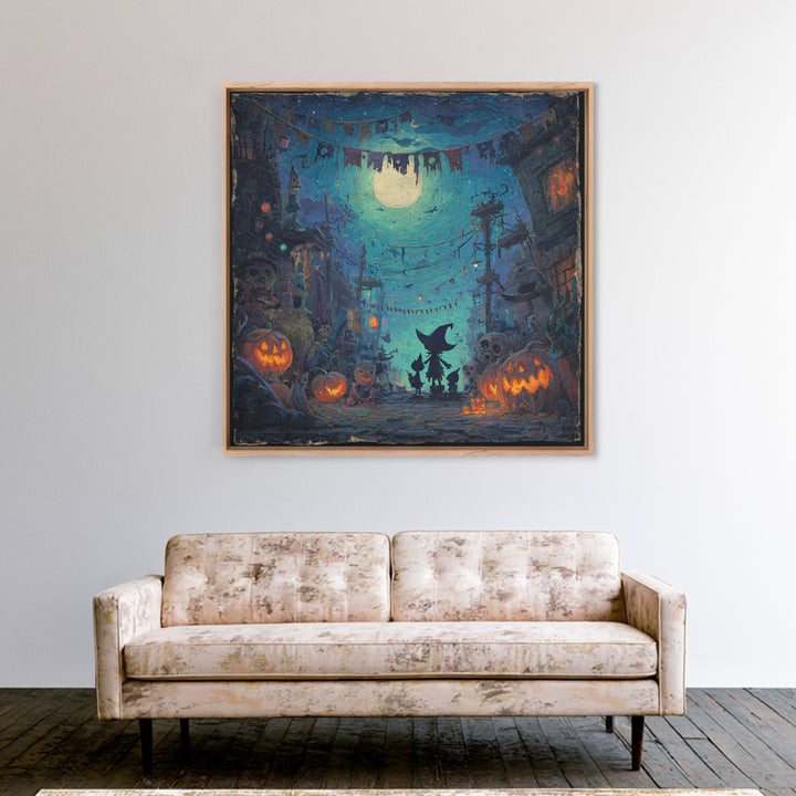 The Festival Of The Little Old Ones, Square Wall Art, Macabre Wall Art, Framed Canvas Print, Halloween Wall Decor, Gothic Home Decor