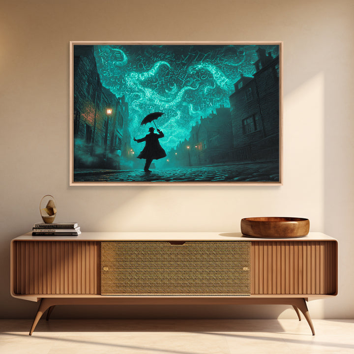 The Umbrella Of The Outer Rain, Landscape Wall Art, Cosmic Horror Wall Art, Framed Canvas Print, Halloween Wall Decor, Gothic Home Decor