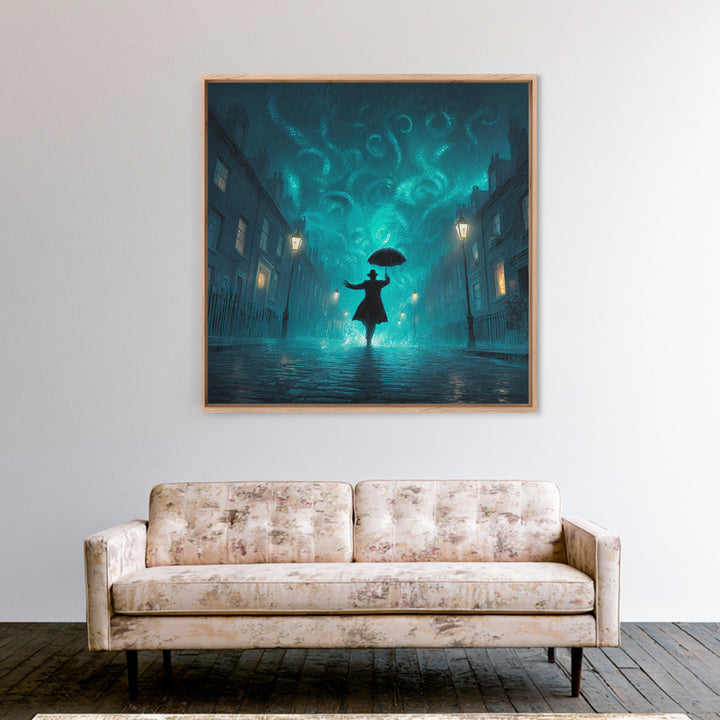 The Umbrella Of The Outer Rain, Square Wall Art, Cosmic Horror Wall Art, Framed Canvas Print, Halloween Wall Decor, Gothic Home Decor