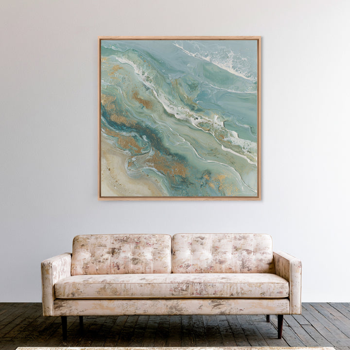 Calming Abstract Ocean Waves Framed Canvas Print, Dental Office Art, Dental Hygiene, Office Decor, Calm, Medical Office Art, DOA-1x1-1