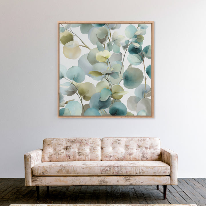 Soft Botanical Eucalyptus Print for Clean Atmosphere Canvas Print, Dental Office Art, Dental Wall Art, Office Decor, Calm, DOA-1x1-27