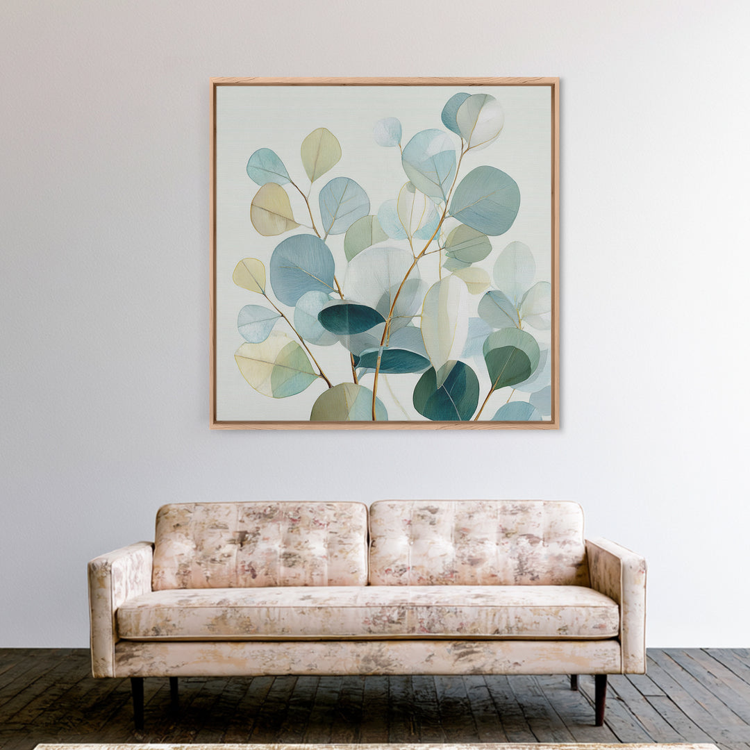 Soft Botanical Eucalyptus Print for Clean Atmosphere Canvas Print, Dental Office Art, Office Wall Art, Office Decor, Calm, DOA-1x1-3